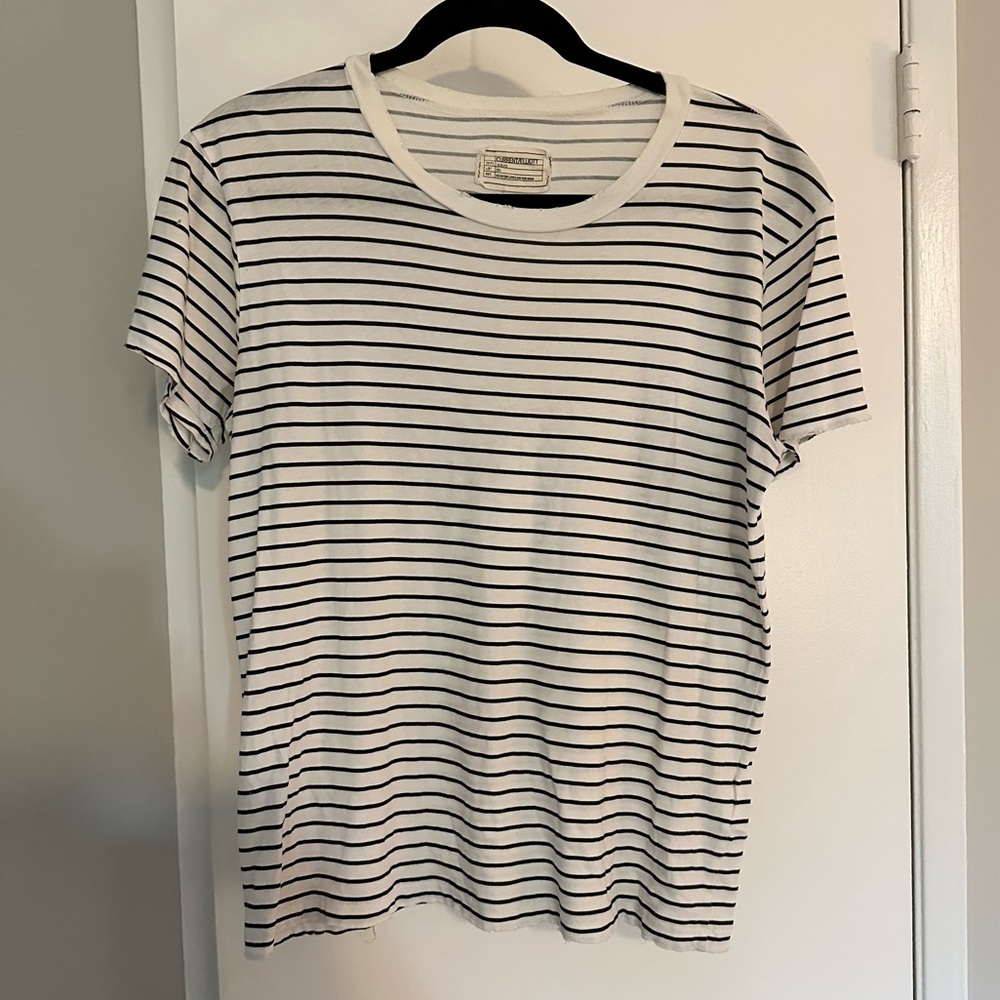 Current/Elliott Sophomore Oakland Stripe T-Shirt- White + Black - Size 1 (Small)